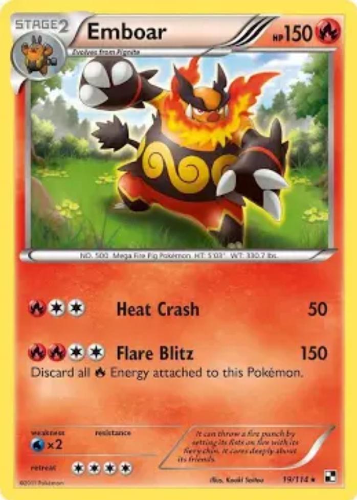 Black & White Emboar [Holo] Pokémon card